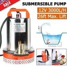 12V 180W Submersible Sump Pump 3000L/H Clean Dirty Water Pump Pond Drain 8M