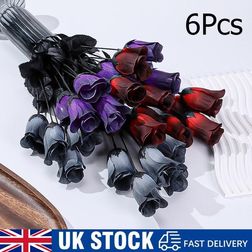 6pcs gothic roses dark purple - 6pcs,