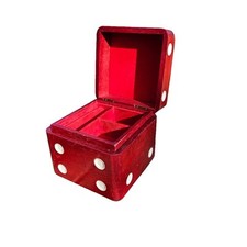 Vintage Jewelry Box Giant Dice Die Red White Inlay Jewellery Trinket Box Wooden
