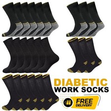 12 Pairs Mens Diabetic Work Socks Rich Cotton Wide Non Elastic Loose Top Sock