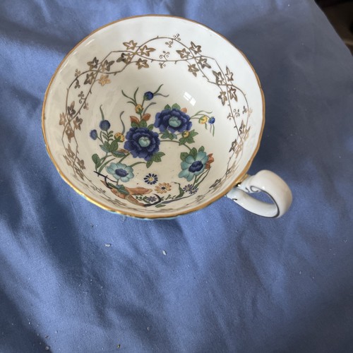 Aynsley turquoise blue - blue, flowers