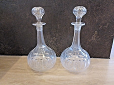 Victorian Decanters Cut glass Pair Antique  with stoppers 12" tall