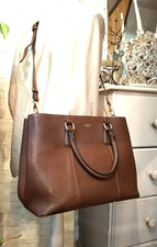 OSPREY Brown REAL LEATHER Crossbody Tote Bag Convertible Smart Formal Medium