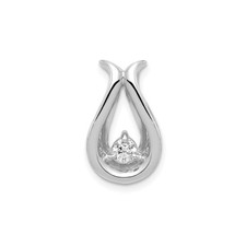 14k White Gold Teardrop Pendant Diamond Wishbone Necklace Minimalist Symbolic Ch
