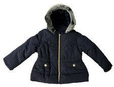 Ex John Lewis Baby Girls Navy Lined Fur Hooded Jacket Coat  3 6 9 12 18 24 £30