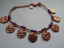 Azuni London 24ct Rose Gold Plated Semi Precious Stone Bracelet Amethyst New