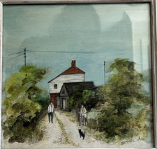 Joan David de Bethel - Painting - The Ridge Winchelsea & Cat - Signed & Framed