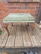 Vintage Rectangular Footstool / Stool on Oak Queen Anne Legs