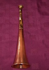 Vintage Brass and Copper English Hunting Horn 9" long 2" Bell Diameter used.