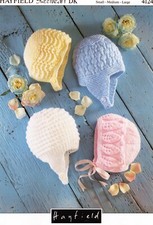 ~ Hayfield Knitting Pattern For Four Lovely Little Baby Hats ~ S / M / L ~