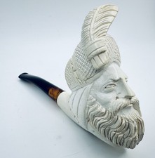 Vintage Head of Sultan Carved meerschaum Tobacco Smoking pipe NEW UNUSED