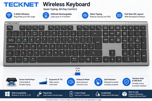 Tecknet wireless keyboard - tecknet,