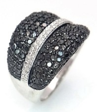 925 Sterling Silver Black Diamond Cluster Ring