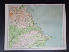 Antique 1903 Map - Yorkshire - Scarborough - Whitby - Bridlington- N. York Moors