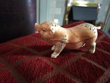 Vintage Pearlised Enamel Pig