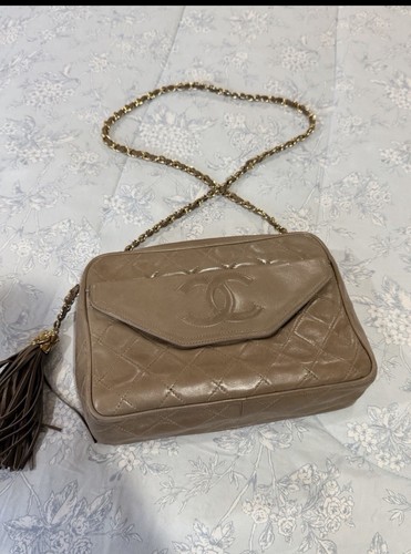 Chanel taupe quilted camera - quilted,