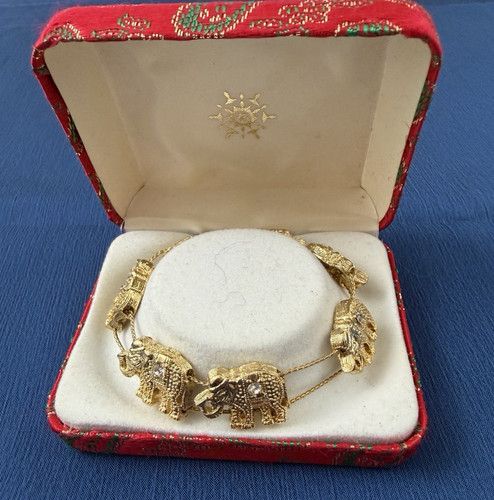 Vintage gold tone elephant - gold,