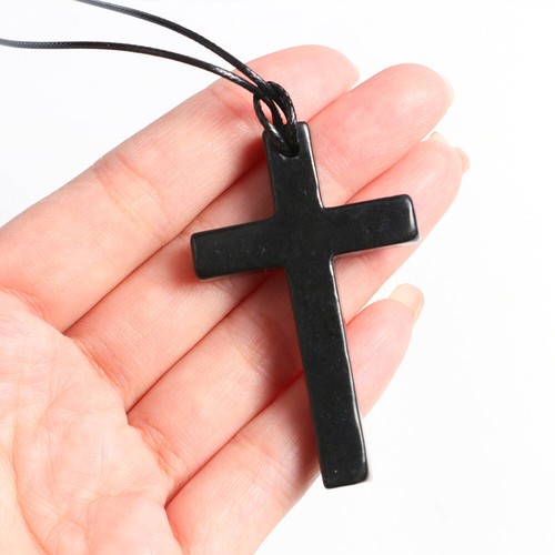 Shungite cross necklace - shungite,