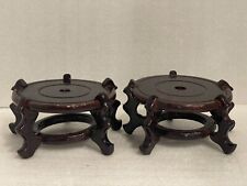Set Of 2 Vintage Lacquered Wooden Chinese Jardiniere Planter Plant Stands
