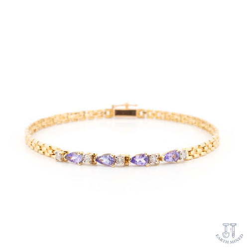 14k tanzanite and diamond - and, curb