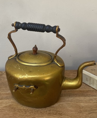 Antique brass kettle - brass,