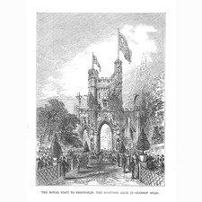SHEFFIELD Scottish Arch in Glossop Road for the Royal Visit - Antique Print 1875