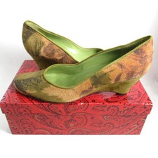 Renata Italian Shoes Size EU37/UK4 Leather Green Orange Brand New In Box RRP £75