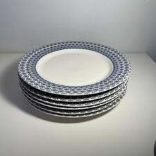 6 X Denby Monsoon - salad Side plates -  22cm - Blue Detailing