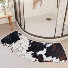 Cow Skin Curved Bath Rug, 18 x