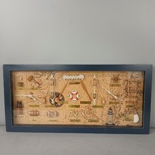 Nautical Knot Display w Brass Labels Framed Shadow Box 17 Rope Tie 63cm  -CP