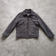 Mens THOMAS NASH Harrington Jacket Size S Smart Casual Grey Faux Suede Bomber