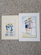 2 Faye Whittaker Watercolour Seaside Pictures Signed And Unframed .