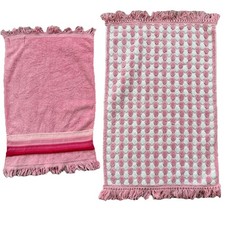 Vintage Glencoe Pink Towel - Pink White Tassels + Pink Martex towel Small