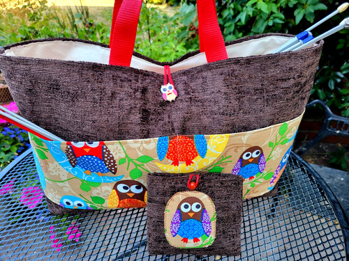 Large knitting bag brown - large,