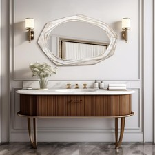 Irregular Wall Mirror Wooden Large Rustic Asymmetrical Mirrors 70L x 45W cm Deco