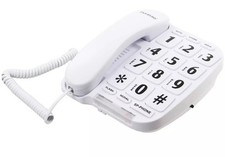 Benross Big Button White Wall Mountable Corded Phone Telephone with Loud Speaker