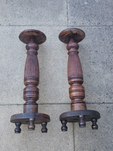 Heavy oak pedestal plant stand - heavy,