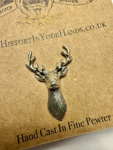 Stag head silver - pewter, pin