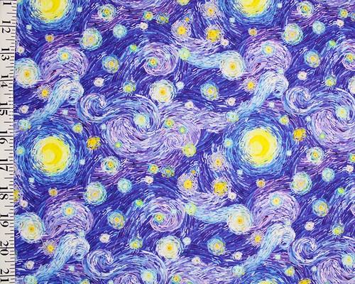 Cotton fabric blue starry - cotton,
