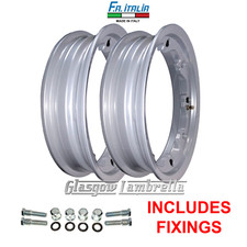 Lambretta GP 125/150/200 2 x TUBELESS WHEEL RIMS in GREY Italian by FA Italia