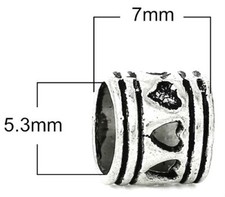 Set of 10 7mm Tibetan Silver Spacer Beads Charms Large Hole Size 5.3mm