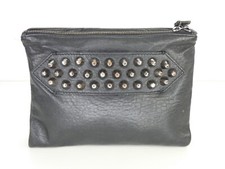 Zadig & Voltaire  Clutch Bag Studded Leather Black Zip Pouch Rock Chic Party