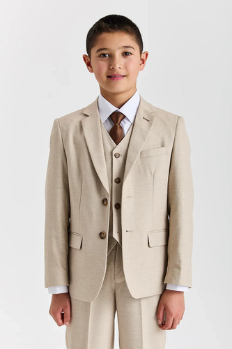 Boys beige tailored fit formal - beige,