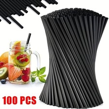 Black Thin Straw W/ Straw