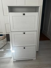 IKEA Brusali Shoe cabinet with 3 compartments, white, 61x30x130 cm