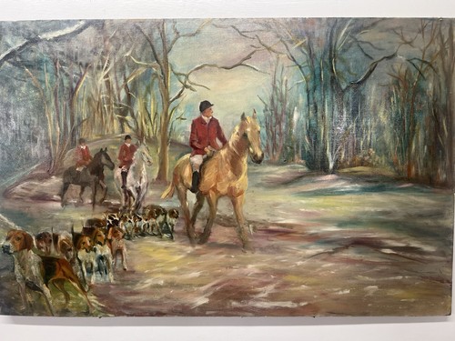 English hunt scene oil - english,