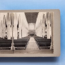 Stereoview Card 3D Real Photo C1900 Long Melford Suffolk Holy Trinity Church (B)
