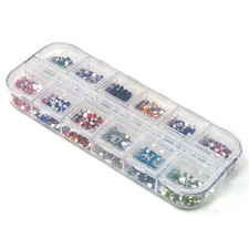 3000 Nail Art Rhinestones Gems Case Round Diamante Crystal Manicure Glitter Art