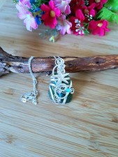 Wire Wrapped Sea Glass pendant necklace Jewellery Christmas Gift For Women UK 