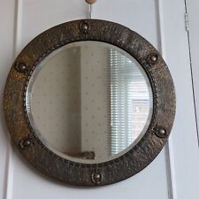 Vintage Round Bronze Hammered Wall Mirror